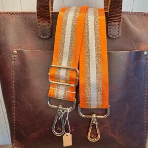 Crossbody Bag Strap Orange Gold Purse Strap Stripes Guitar Bag Strap NEW!